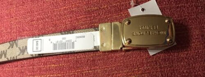 MICHAEL KORS BELT REVERSIBLE  GRAY/TAN W/LOGO BUCKLE SOMETHING REALLY DIFFERENT