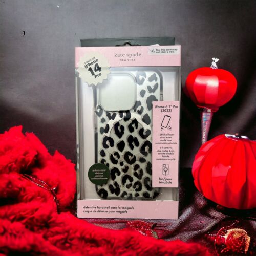 Kate Spade Phone Case iPhone 14 Pro 6.1" Black & Gold Leopard Design Nice!!!