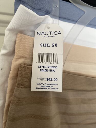 NAUTICA~NT9935~5 PACK~SIZE 2X~MULTICOLOR~SOFT HIGH WAIST BRIEF PANTIES GREAT FIT