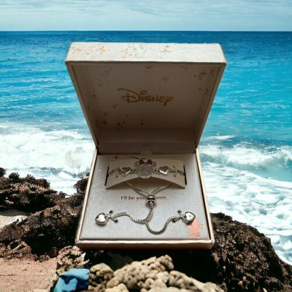 Disney "I'll Be Your Minnie"  Mouse Hearts Bracelet Fine Silver Plated~NIB