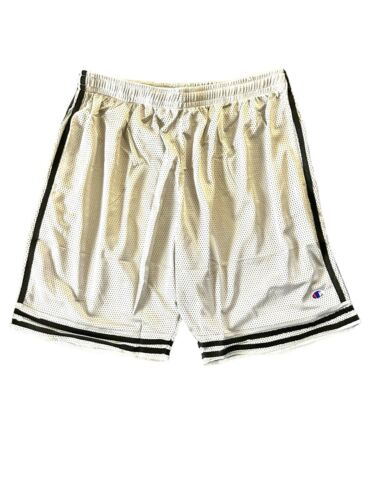 Champion Basketball Shorts Mens~L Gray Mesh~Black Stripes~ Gym NEW