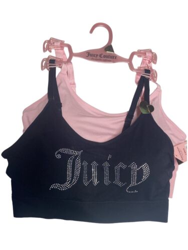 Juicy Couture Intimates Bralettes ~Pink/Black Logo~JC7650~2Pack~ Size Large~CUTE