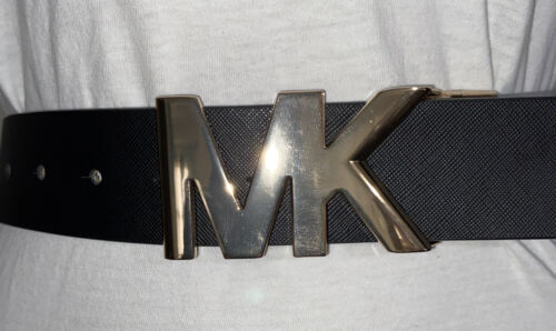 Michael Kors Belt Reversible Brown/Black MK Mini Logo MK Gold Buckle