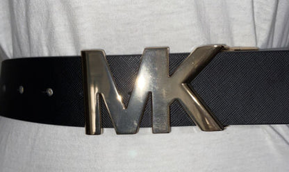 Michael Kors Belt Reversible Brown/Black MK Mini Logo MK Gold Buckle