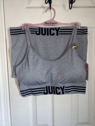 Juicy Couture Intimates Bra & Slip Short Set 3X~Gray/Black Logo~JC6338~2Pack