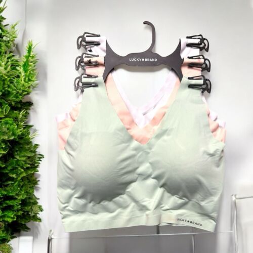 Lucky Brand Set Of 3~Seamless Laser Cut Bras LVD1905343~Sz.L~Multicolor ~UNIQUE