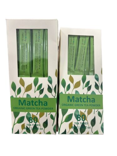 MATCHA Organic Green Tea Powder 80 Tea Tubes Per Box~ 2-Boxes Harmony Pure~TASTY