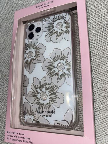Kate Spade Phone Case for iPhone 11 Pro Max Reverse Hollyhock Floral W/Gemstones