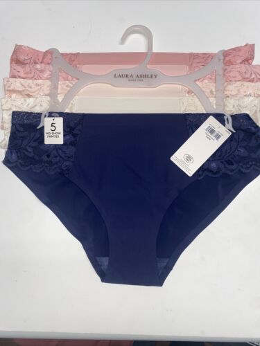 Laura Ashley LACE Hipster Panties Large~5Pk SEXY Multicolor~Style LA9527~NO SHOW