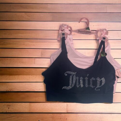 Juicy Couture Intimates Bralettes ~Pink/Black Logo~JC7650~2Pack~ Size Large~CUTE