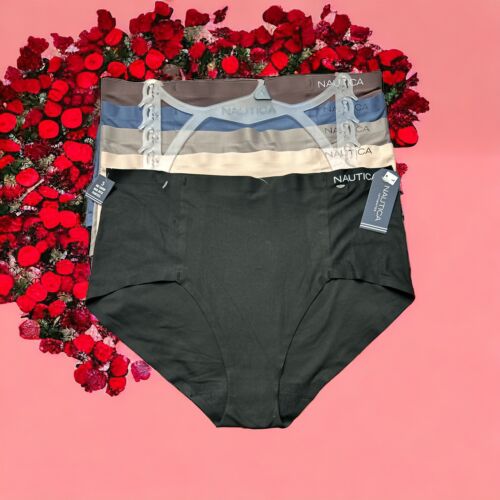 NAUTICA INTIMATES NT3750 PANTIES-5PCK SUPER SOFT HIGH WAIST BRIEF GREAT FIT-L
