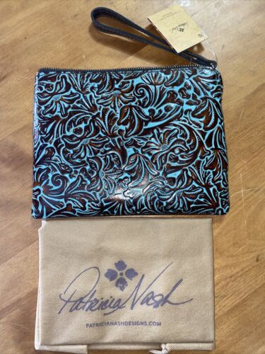 Patricia Nash CASSINI Wristlet  Tooled Turquoise Leather P24101~Gorgeous & NWT!