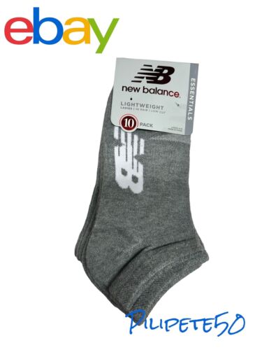 NEW BALANCE Socks LIGHT WEIGHT GRAY & WHITE~LADIES 10 PAIR LOW CUT~COMFORTABLE!
