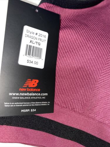 New Balance Medium Impact Sports Bra Style # 2016 Dragon Fruit/Black Size XL NEW