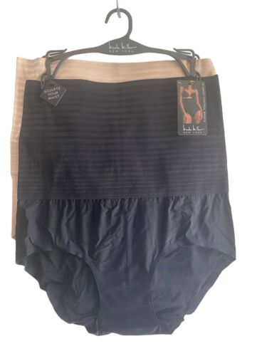 NICOLE MILLER NY~2 Pack~Hi-Waist Control Brief ~Style NM7616~TONES YOUR TUMMY~XL