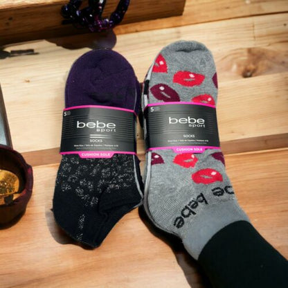 Bebe Logo Sport Socks Logo Patterns Multicolor Size 4 -10~8 Pair in each Pack-