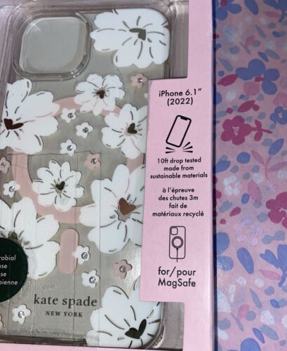 Kate Spade Phone Case iPhone 13 & 14 6.1  Floral & Rhinestones~UNIQUE BEAUTY