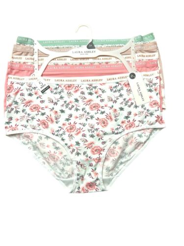 Laura Ashley ~ Women's Brief Underwear Panties Floral 5-Pair Polyester (A) ~ 2X