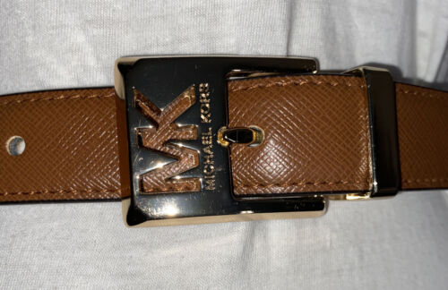 MICHAEL KORS BELT REVERSIBLE LUGGAGE/GOLD "SKINNY" BEAUTIFUL GOLD MK BUCKLE WOW!