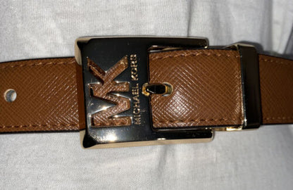 MICHAEL KORS BELT REVERSIBLE LUGGAGE/GOLD "SKINNY" BEAUTIFUL GOLD MK BUCKLE WOW!