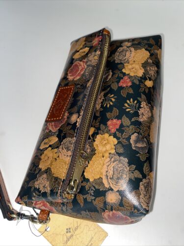 PATRICIA NASH Valerie DENIM FIELD DF OLIVELeather Wristlet Clutch BEAUTIFUL!!