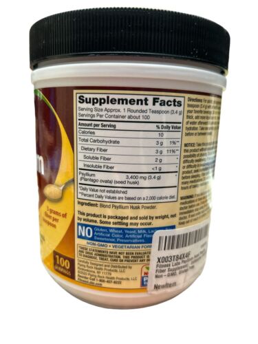 Fitness Labs Natures Psyllium Husks Fiber Supplement~Unsweetened 100 Servings