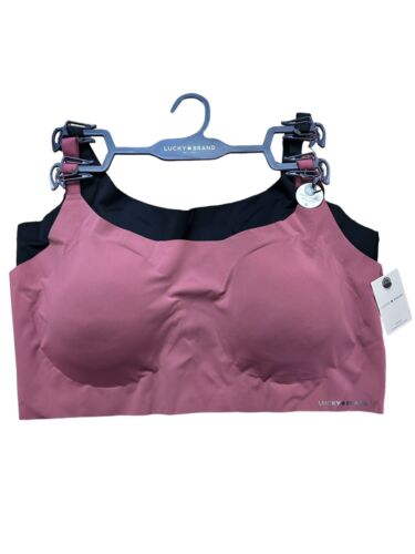 Lucky Brand~2 Pack Seamless Laser Cut Bras Black /Mauve~LV19052X~PLUS 2X~UNIQUE