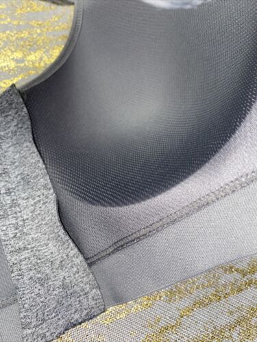 LAYER 8 MAXIMUM SUPPORT SIZE S Sports Bra HEATHER GRAY Fitted Front Zipper-NEW