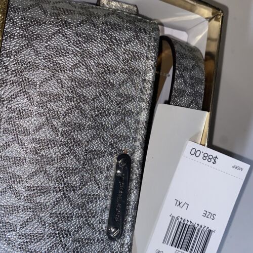 Michael Kors Women’s Belt  Fanny Pack MK Signature Logo SILVER/GRAY- L/XL UNIQUE