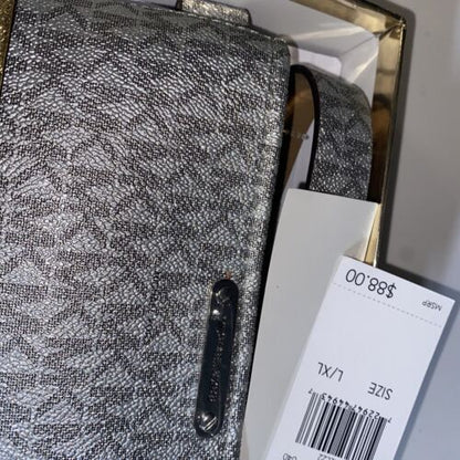 Michael Kors Women’s Belt  Fanny Pack MK Signature Logo SILVER/GRAY- L/XL UNIQUE