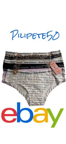 JUICY COUTURE JC6555~ 5 Pack SIGNATURE WAIST COMFY COTTON SPANDEX PANTIES ~L