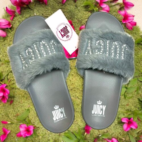 Juicy Couture Womens J-WRAPPED Faux Fur Slip-On Slide Slippers Shoes WP00649W