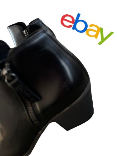 Frye Women’s Black Leather Judith Double Zip Heeled Booties Side Zips US 9 NWT