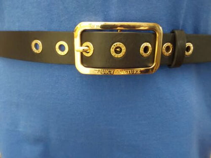 JUICY COUTURE BELT BLACK WITH GOLD BUCKLE AND GOLDEN EYELETS NICE!!!!