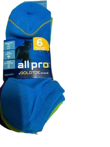 6 Pairs Gold Toe All Pro Aquafx Blue Pink Casual No Show Socks~9-11~Shoe Sz 5-9