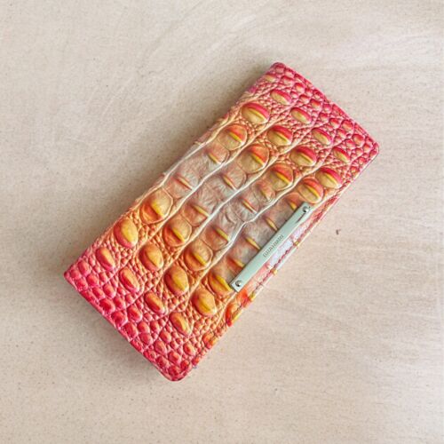 ✨New Women's Brahmin Melbourne Ady Leather Wallet INFUSION OMBRE Orange Genuine!
