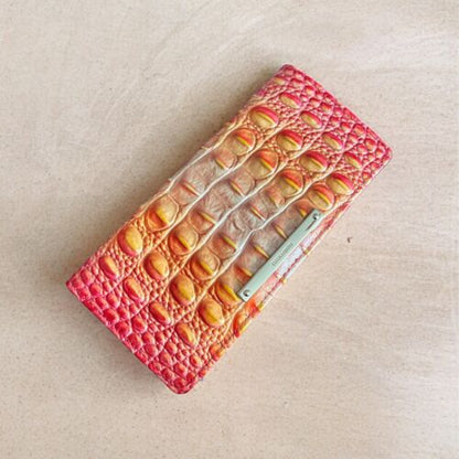 ✨New Women's Brahmin Melbourne Ady Leather Wallet INFUSION OMBRE Orange Genuine!