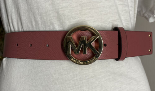 MICHAEL KORS BELT ROSE PINK WITH SILVER MK LOGO BUCKLE GENUINE LEATHER BEAUTY!!