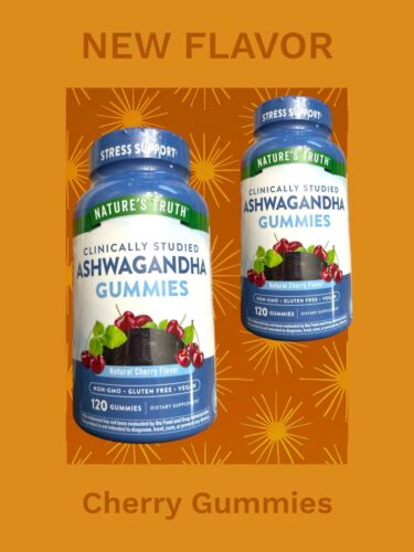 Nature's Truth~Ashwagandha Gummies 300 mg 120 ct~Natural Cherry Flavor~NON GMO~