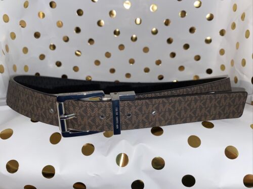 Michael Kors belt Reversible Black To Brown Mini Logo With Silver Buckle￼