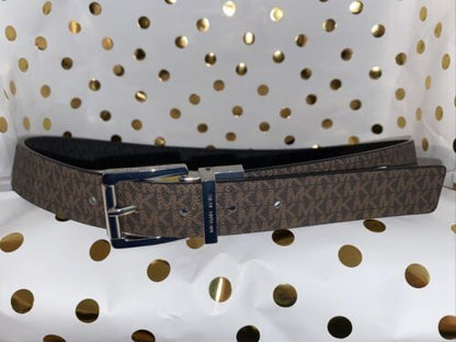 Michael Kors belt Reversible Black To Brown Mini Logo With Silver Buckle￼