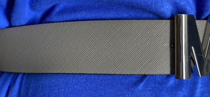 MICHAEL KORS BELT REVERSIBLE BLACK MK LOGO TO SOLID GRAY SILVER MK LOGO BUCKLE
