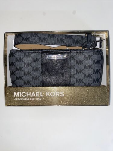 Michael Kors Women’s Belt  Fanny Pack MK Signature Logo GRAY/CHARCOAL/BLACK- S/M