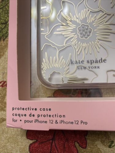 Kate Spade New York Protective Case iPhone12 &12 Pro Floral White Rhinestone NEW