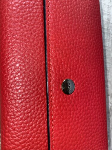 LODIS RED Kate Classic Pebbled Leather RFID Slim Large Flap Snap Wallet~UNIQUE