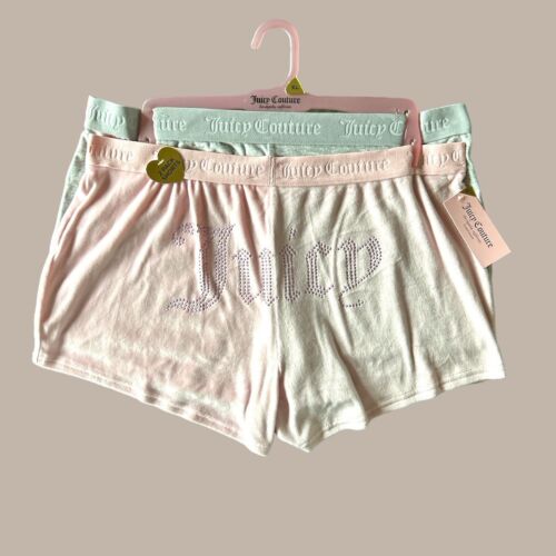 JUICY COUTURE MULTICOLOR  VELOUR RHINSTONES LOGO~JC1751~SLEEP SHORTS ALL SIZES