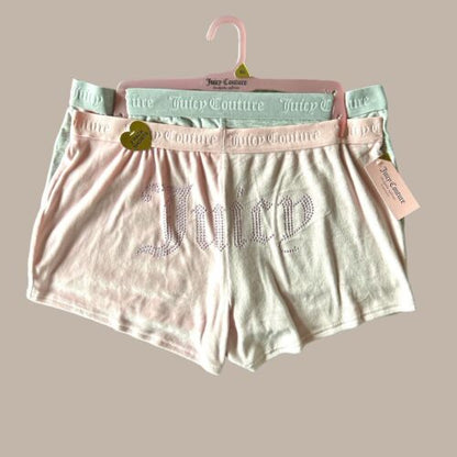 JUICY COUTURE MULTICOLOR  VELOUR RHINSTONES LOGO~JC1751~SLEEP SHORTS ALL SIZES