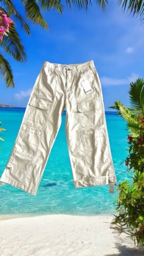 Kensie Jeans Cargo Capri Convertible Pants Size 10/30~Preppy~Cream~Retail $68