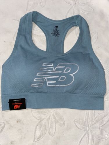 NEW BALANCE Medium Impact Sports Bra Style # 111048 Size XXL Smoked Blue CUTE
