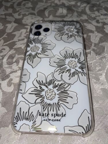 Kate Spade Phone Case for iPhone 11 Pro Max Reverse Hollyhock Floral W/Gemstones